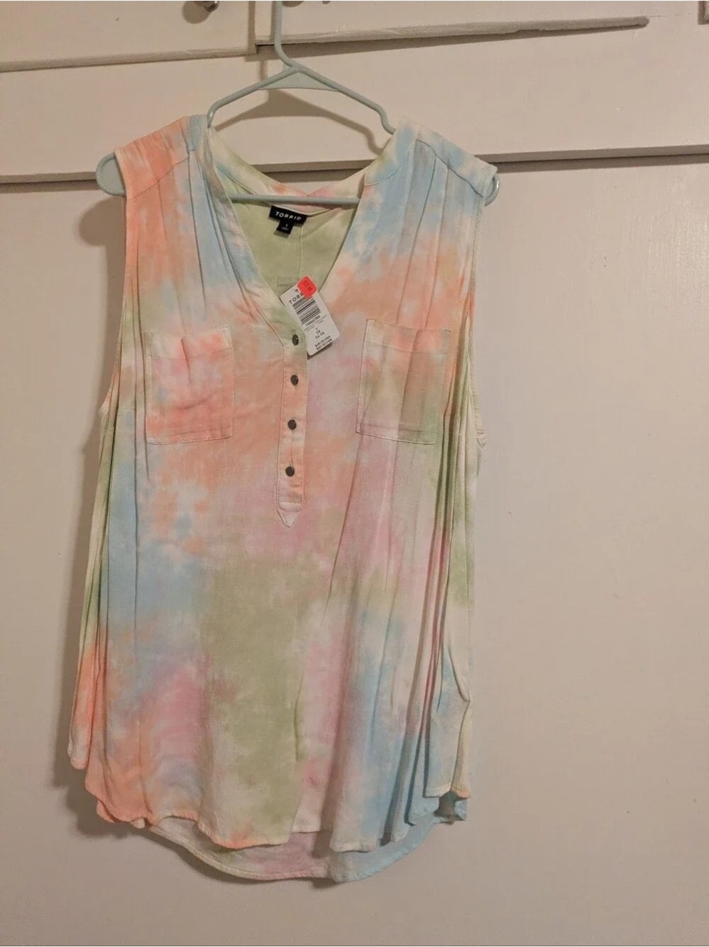 torrid Pastel Tie-Dye Sleeveless Henley Tank